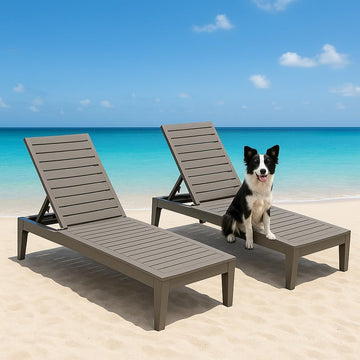 Outdoor Chaise Lounge Chairs Set (Grey, 2pcs)