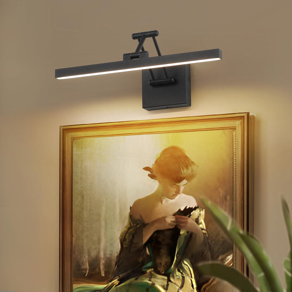 Hard-Wired Picture Light Dimmable LED Picture Lights for Paintings 15.7" Inch Black Metal Body Wall Pictures