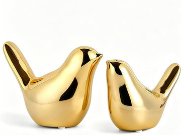 Bird Salt And Pepper Shakers Bird Decor Cute Kitchen Accessories Gold Decor - Set of 2