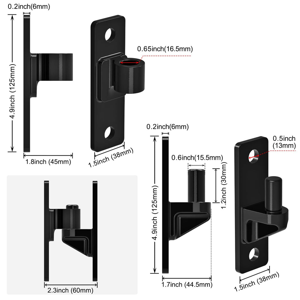 Heavy Duty Gate Hinges, 4Pack High Strength Steel with Electroplated Finish, Load Capacity, Thick 6mm Black