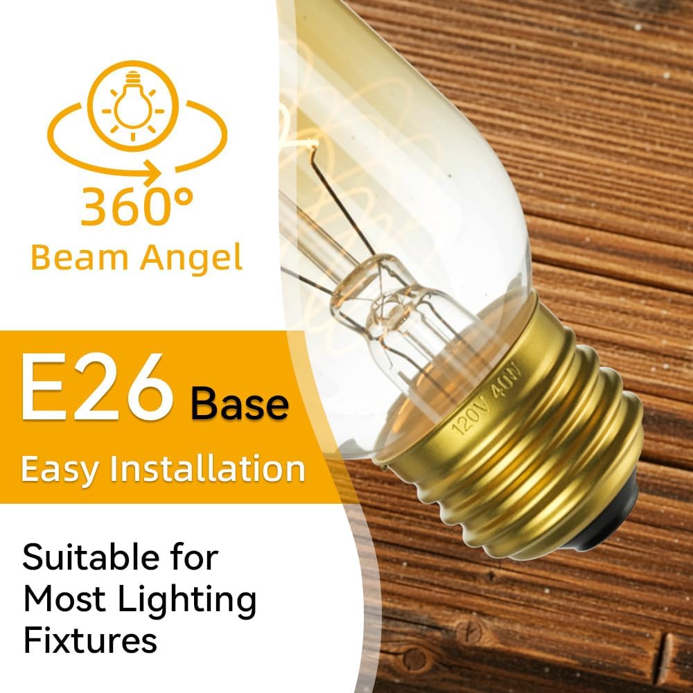 Edison Light Bulbs 40 Watt Dimmable T45 Vintage Warm Bulbs