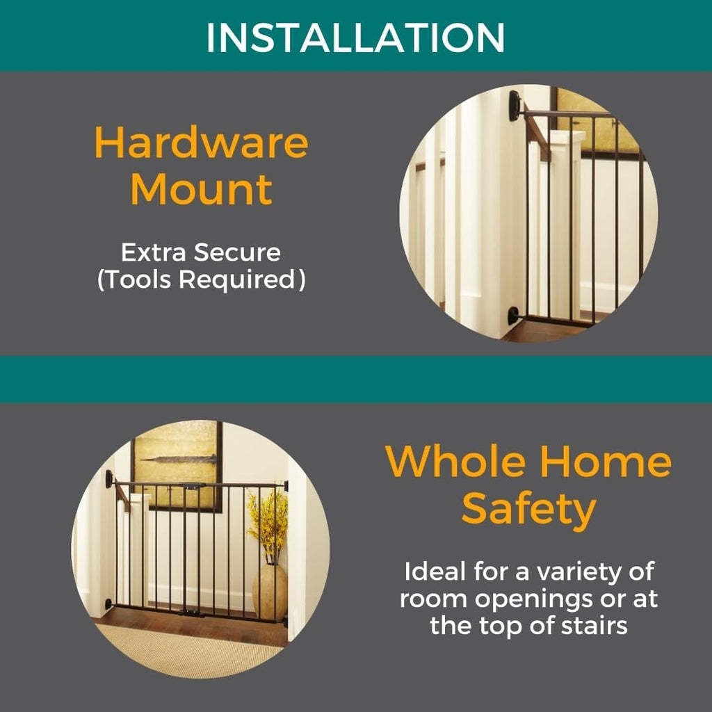 Windsor Walk Thru Pet Gate: 28.68" - 47.85" Wide Dog Gate. Hardware Mount, Dog Gates for The House, Cat Gate