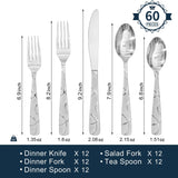 60 Pieces Stainless Steel Silverware Set, Modern Flatware Set for Kitchen, Mirror Polished Cutlery Set with Forks