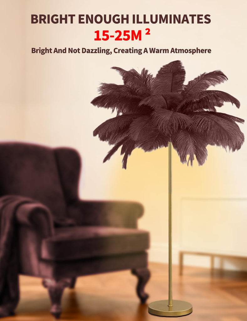 Feather Floor Lamp, Fluffy Ostrich Feather Floor Lamp, 3 Color Temperatures Led Corner Modern Floor Lamps Christmas