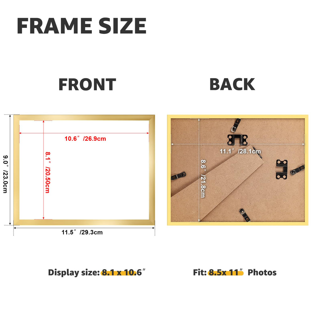 8.5x11 Picture Frame Set of 18, Multi 8.5 by 11 Certificate Frames Bulk for Award Diploma Document office Wall or