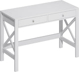 Computer Desk Study, Modern Simple 40 Inches Desk with Drawers, Makeup Vanity Console Table, White