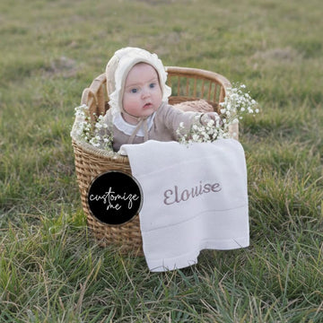 Blanket - Embroidered Name, Made In the USA! 100% Organic Cotton, Knitted Baby Blanket, Customized with Name, Boys