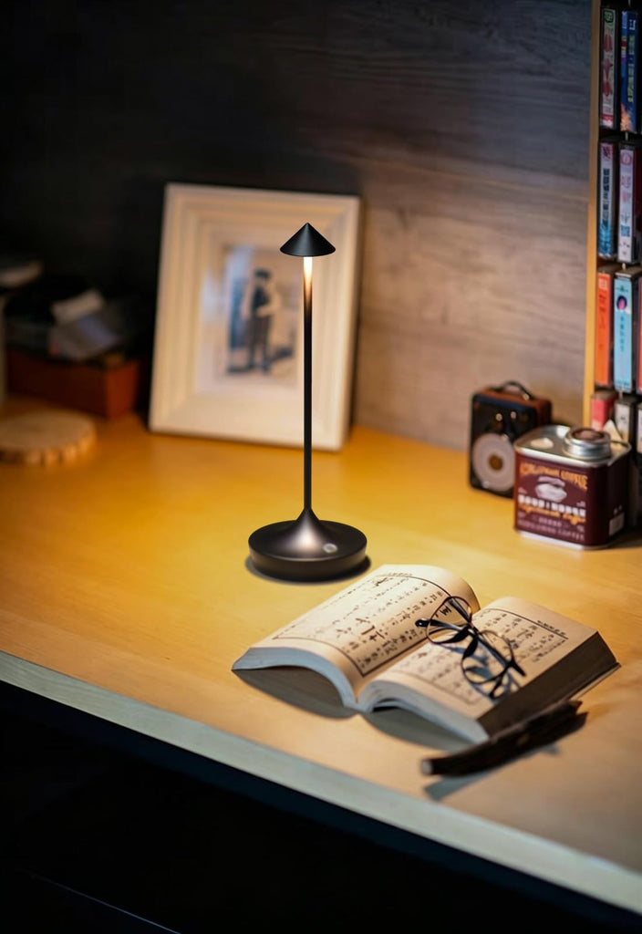 Cordless Rechargeable LED Table Lamp Set of 2, Black