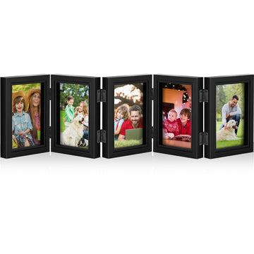 5 Folding Hinged Picture Frame Foldable Photo Frame for Family, Collage, Picture, photo, Rustic Desk, Birthday