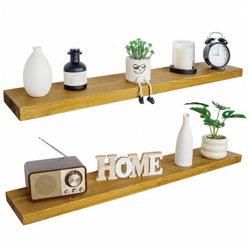 48 inch Floating Shelves, Solid Pine Wood, Set of 2