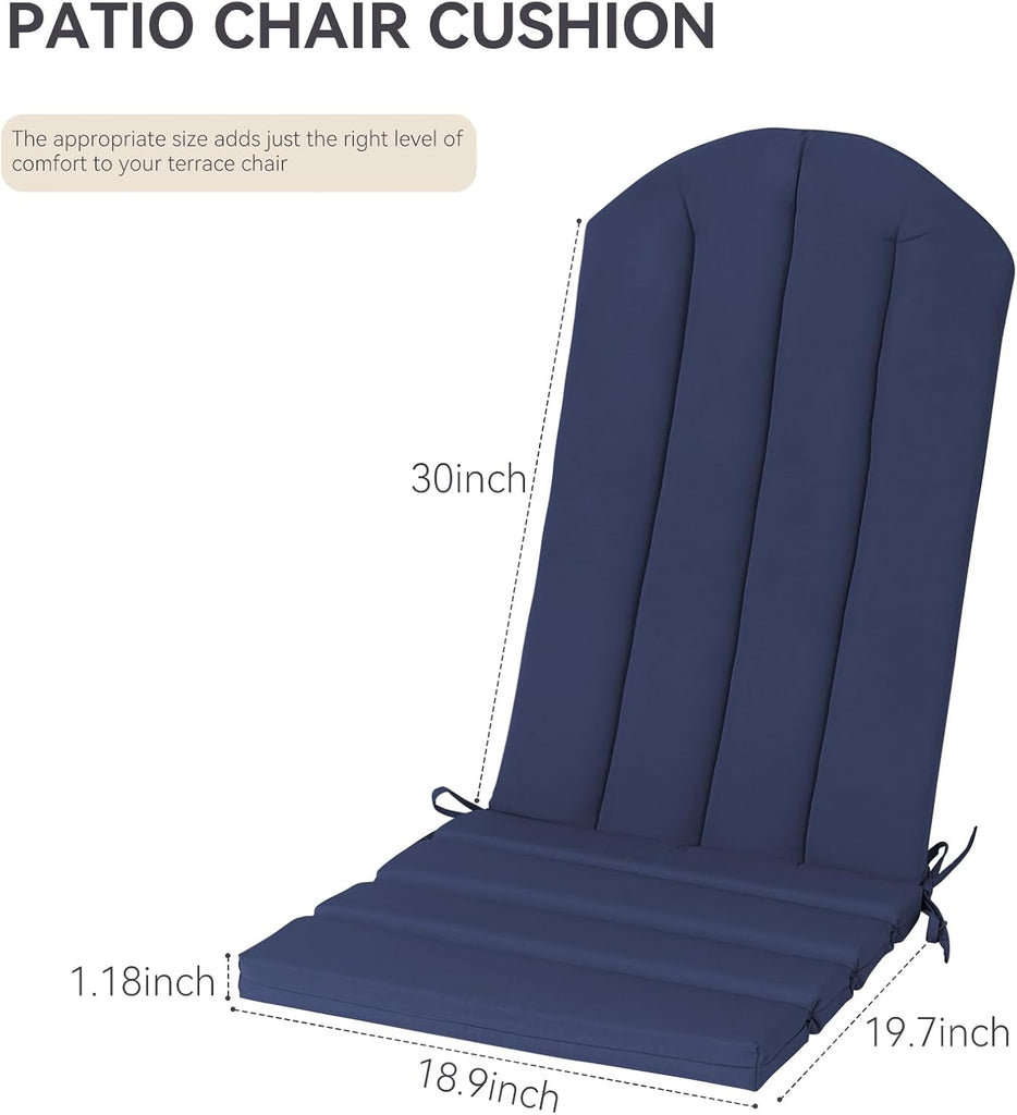 Adirondack Chair Cushion Set of 2 Indoor Outdoor Furniture Cushions Rocking Chair Cushions with Straps Replacement