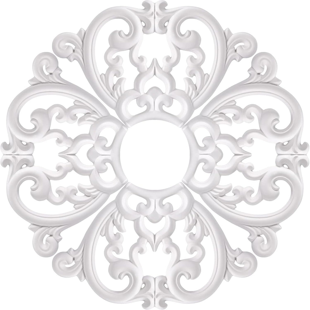 24" OD x 5" ID White Ceiling Medallion 4-Piece Set Ceiling Medallion for Chandelier Decoration, Quic