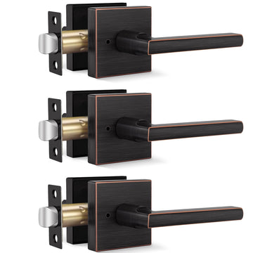 Oil Rubbed Bronze Door Handles Interior,Privacy Bedroom- 3 Pack