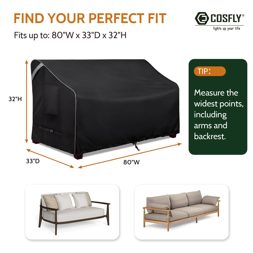 Outdoor Furniture Patio Sofa Cover Waterproof, 80"W x 33"D x 32"H