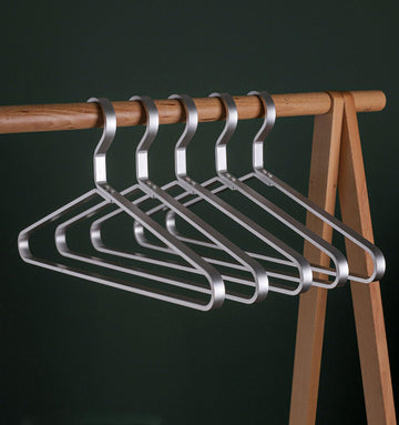 Premium Matte Silvery Aluminum Coat Hangers 6 Piece Set, 17.7" Extra Smooth & Durable Metal Shirt Dress