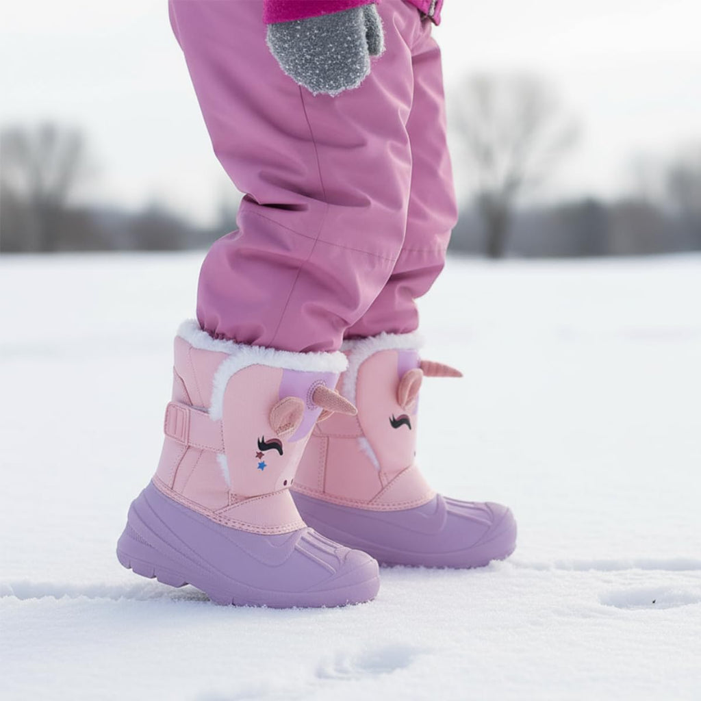 Kids Waterproof Snow Boots Toddler Winter Boots Girl Boy Fur Lined