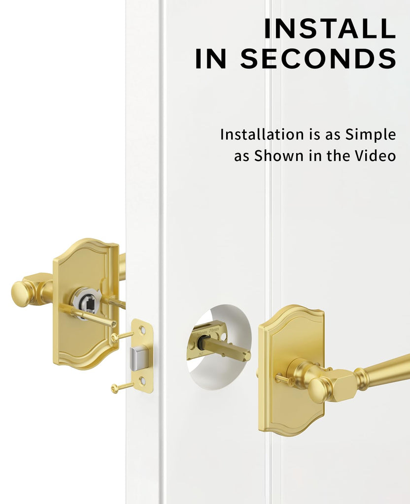 1 Pack Brushed Gold Passage Interior Door Handles