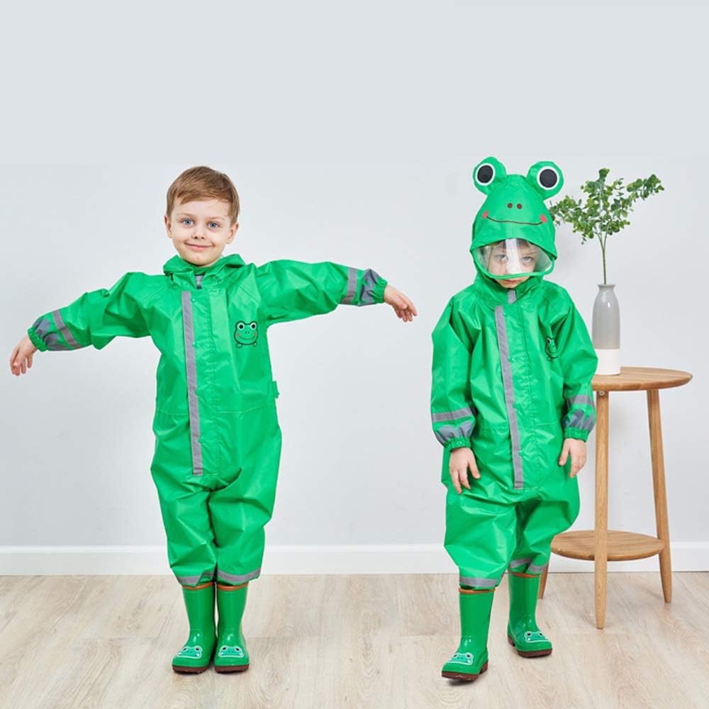 Toddler Rain Suit, Kids Muddy Play Buddies One Piece Hoodie Rain Jacket Coat Poncho Gear Coverall Baby Girl Boy