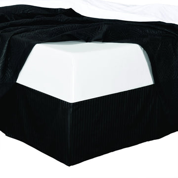 Damask Stripes Microfiber California King Bed Skirt with 14-Inch Drop, Black