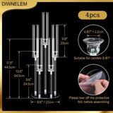 4Pcs Acrylic Candelabra Centerpieces 25.5" Tall Crystal Taper Candlestick with Shade Fit 0.87'' Led Candle