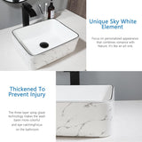 16 inch White Marble Ceramic Vessel Sink for Bathroom