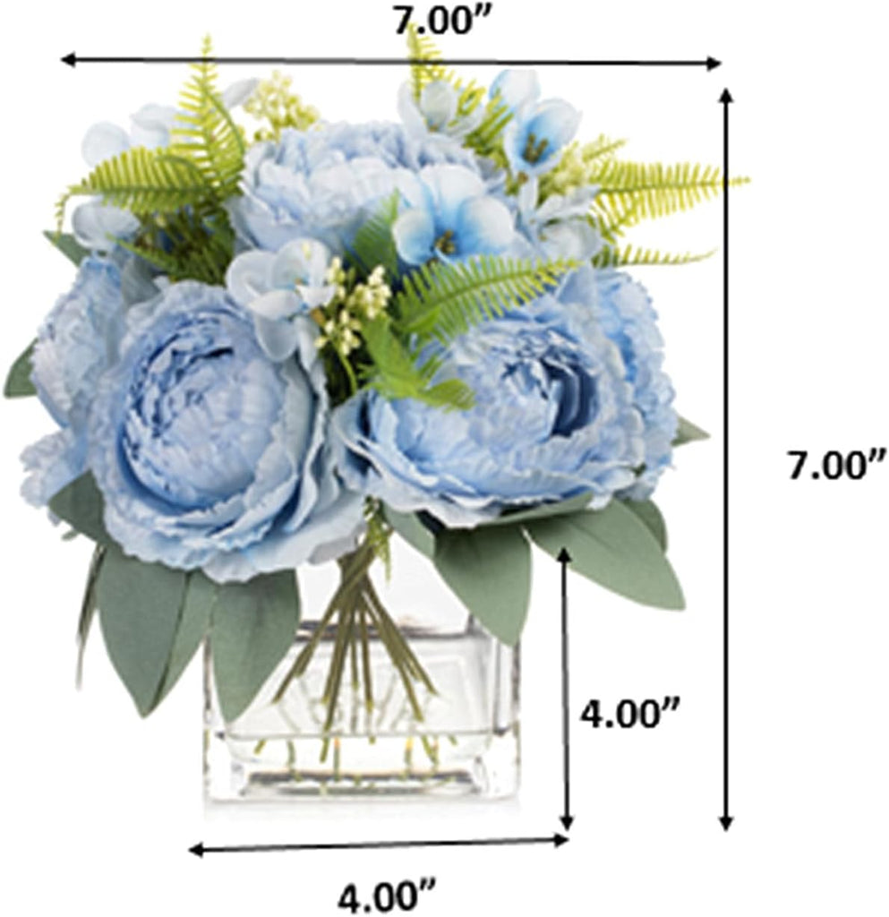 Artificial Flower Arrangement with Vase,Mixed Artificial Silk Peony Flower in Vase for Decoration Home Office