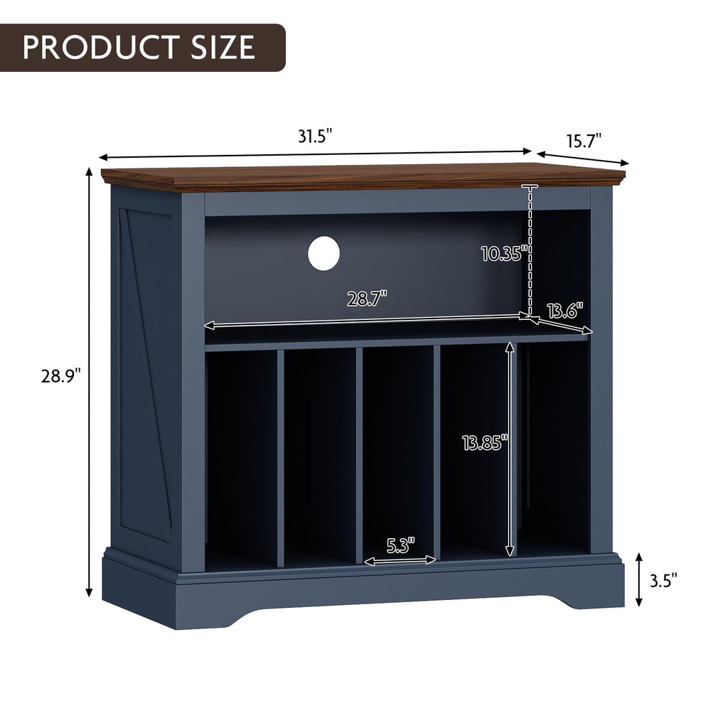 Large Farmhouse Record Player Stand, 31.5" Turntable Stand, Blue