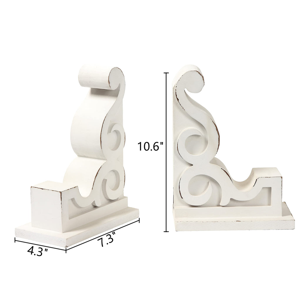 Rustic Wooden Corbels Set of 2, Handmade Distressed White