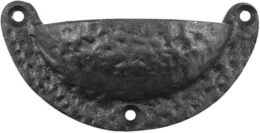 Black Iron Cup Bin Pull Cabinet Drawer Handle, Pack of 6
