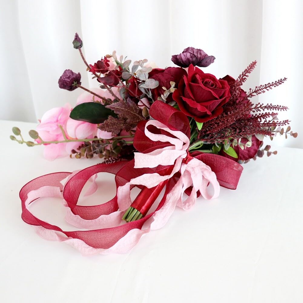 Wedding Bouquets Artificial Orchid Rose Flowers Wedding Bouquets for Bride Bridesmaid Holding Flower Cascading Bridal