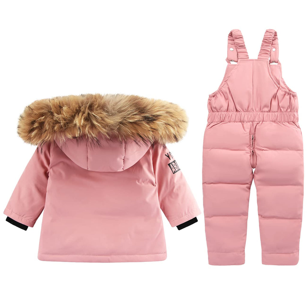 Toddler Girls Puffer Snowsuit Snow Pants Jacket Kid Bib Winter Baby Coat