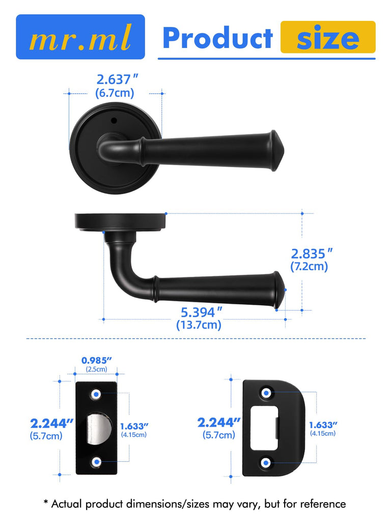 Door Handle Black Privacy Door Lever Black DoorHandle, 1 Pack