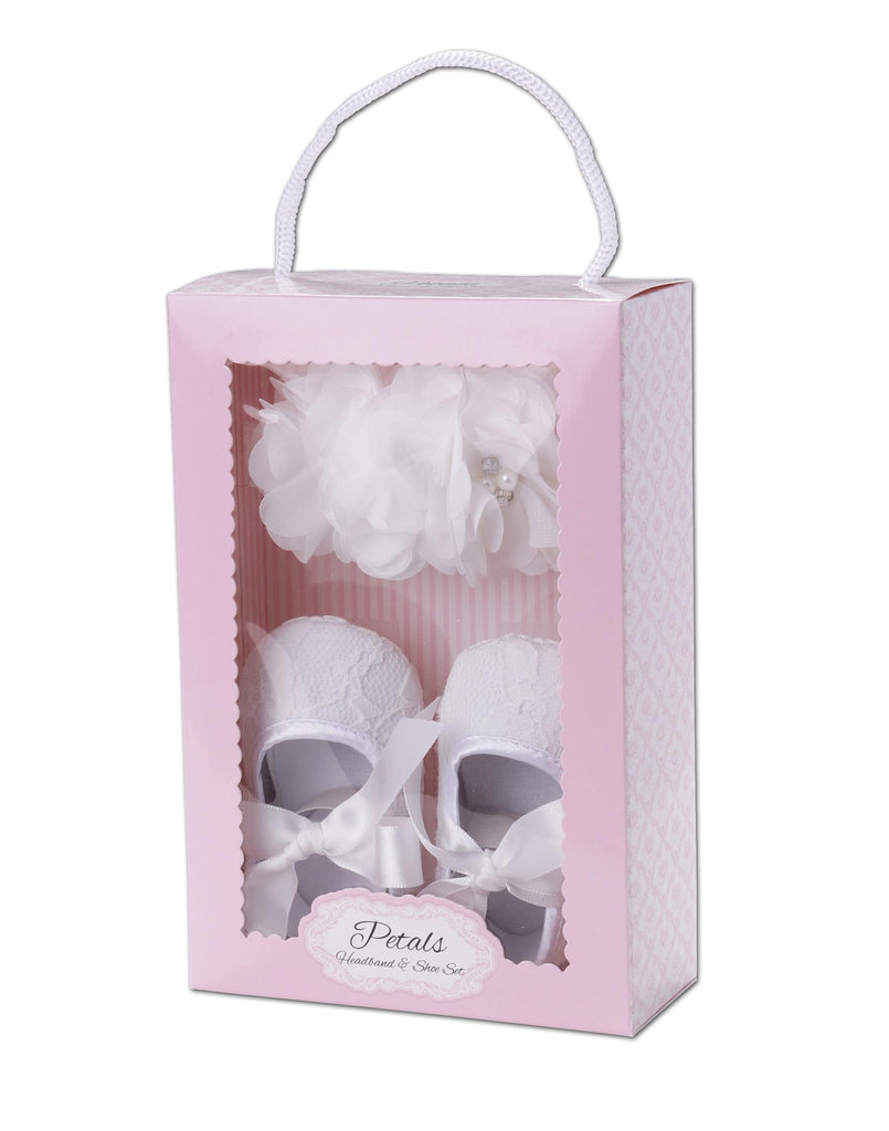 Moments Girls Lace Baptism Shoes & Headband, Light Ivory, Size 1