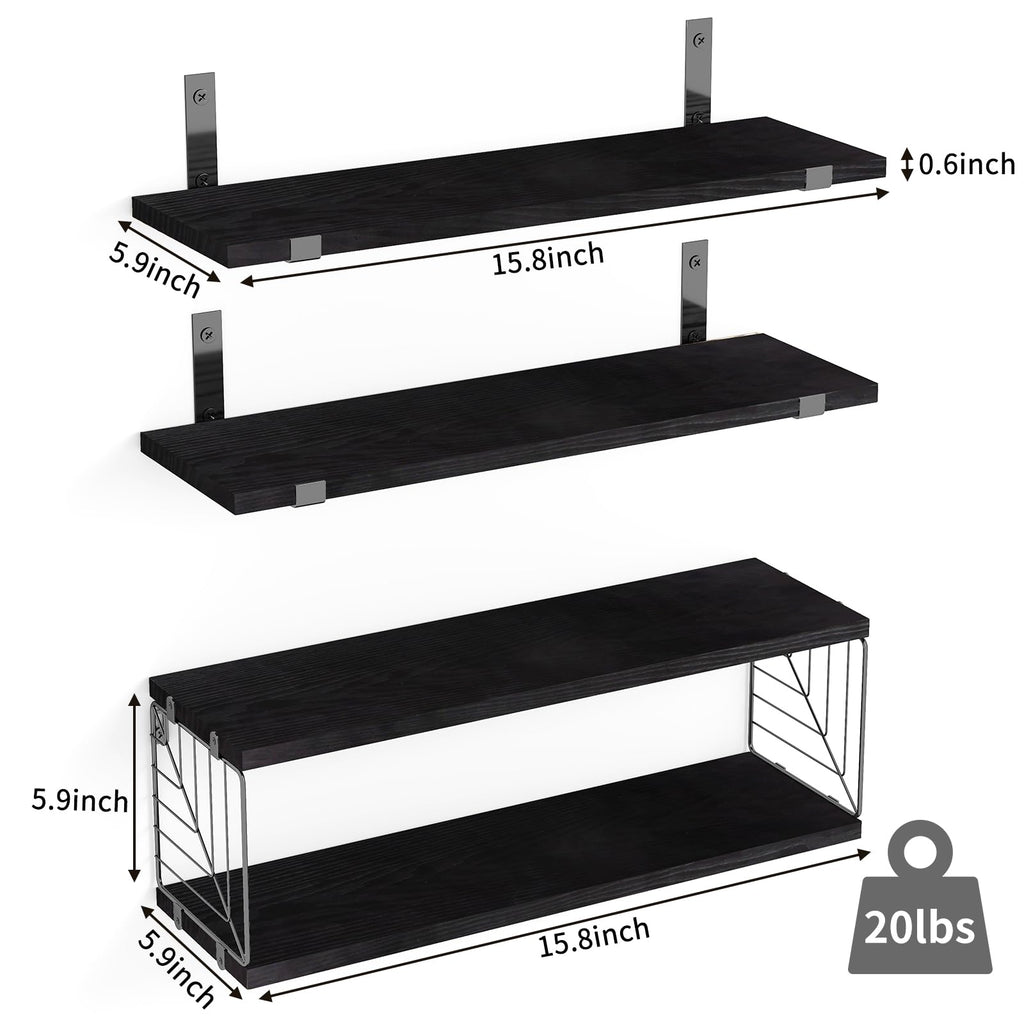 3+1 Tier Bathroom Floating Shelves Over Toilet, Black