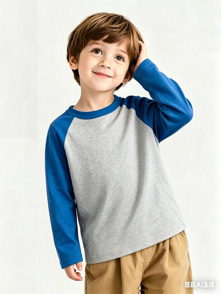 Toddler Boys Long Sleeve T-Shirts Kids Basic Cotton Tee Shirts