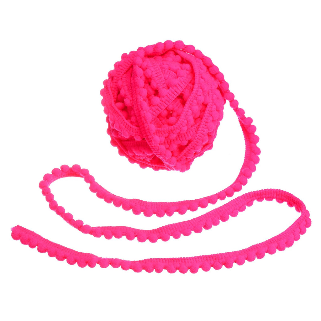 0.4" x10 Yards 5mm Pompom Ball Fringe Trim Decor,Rose Red