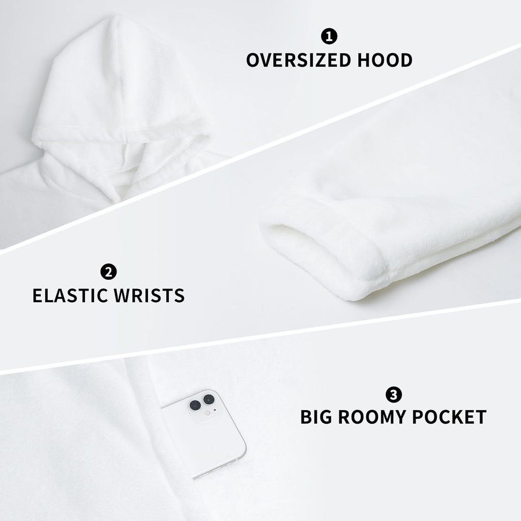 Oversized Adult Long Sleeve Flannel Hoodie Blanket Peony-Flowers-Painting Soft Fuzzy Hooded Sweatshirt Lounging Pullover