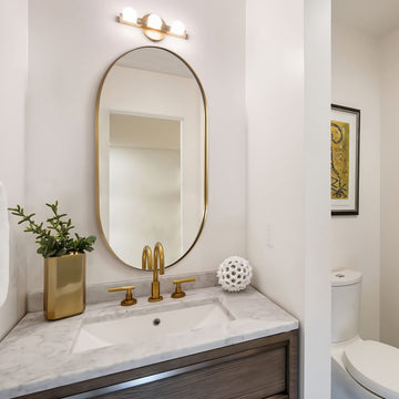Star Brass Oval Mirror, 24x40 Inch Bathroom Mirror Gold, Brass Vanity Mirror, Pill Shaped Mirrors Gold Metal Frame