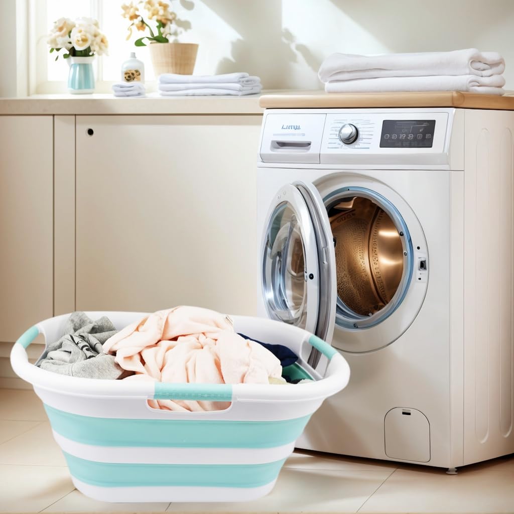40L (10.5 gallon) Collapsible Plastic Laundry Basket - Foldable Pop Up Storage Container/Organizer - Portable Washing