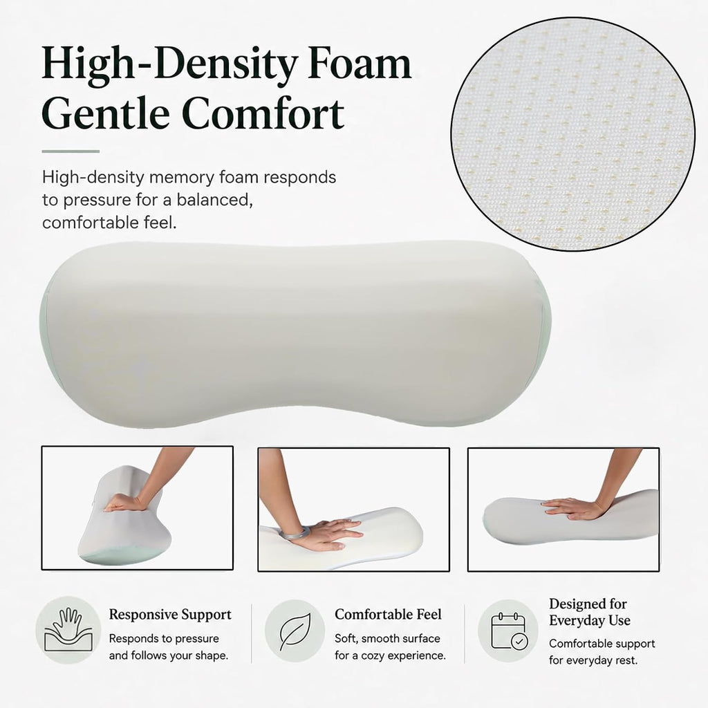 Lumbar Support Pillow for Bed, Memory Foam Lower Back Pillow for Sleeping | Ergonomic contour fits under the lower
