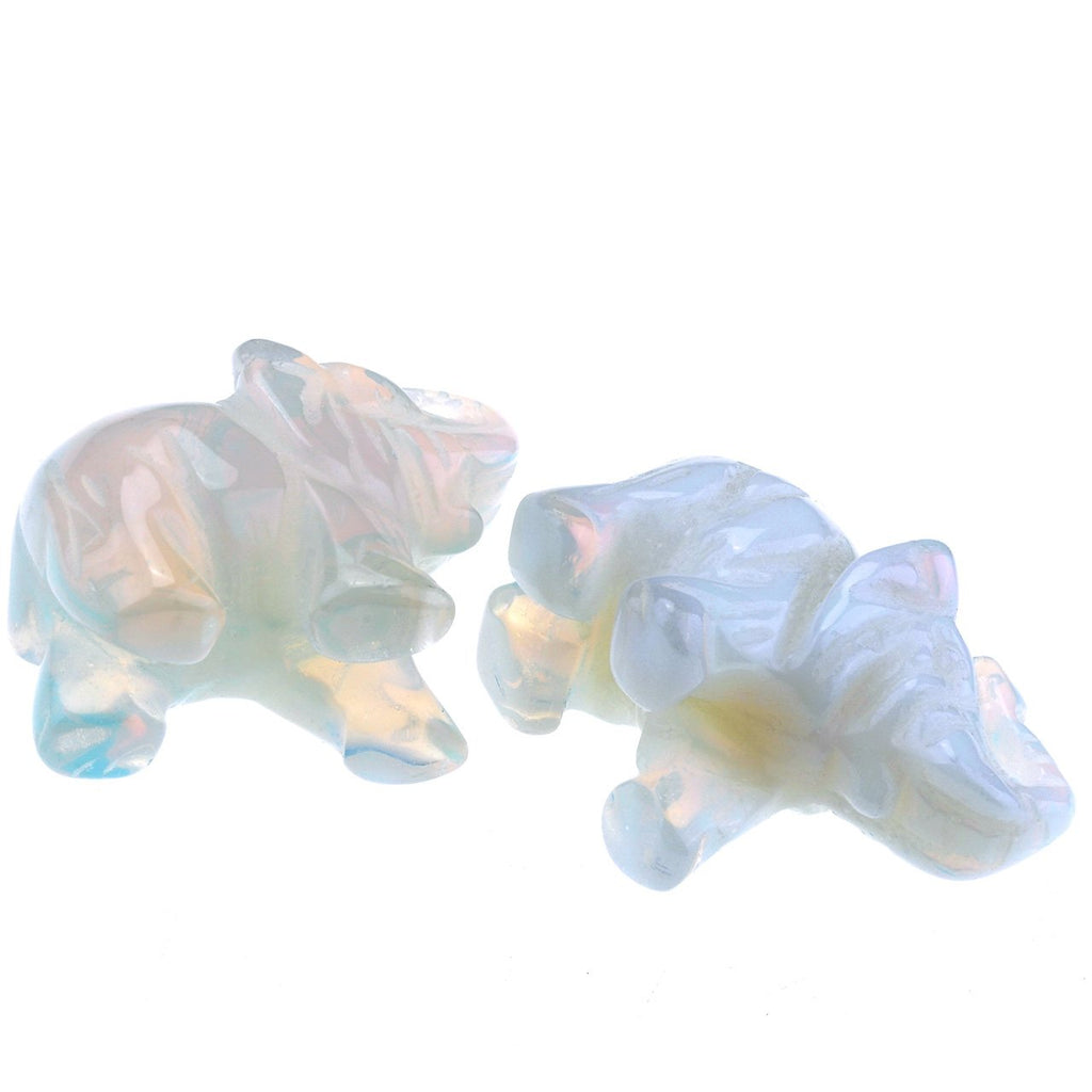 2pcs Opalite Crystal Elephant Decor Carved Gemstones Figurine 1.5''