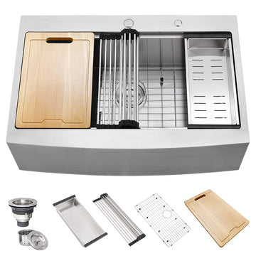 33x22 Drop In Farmhouse Sink Workstation Stainless Steel Farm Sink