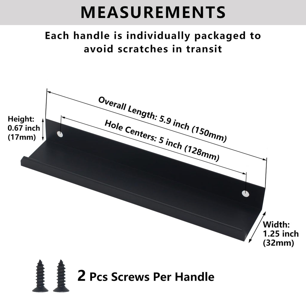 30 Pack Modern Kitchen Cabinet Handles, Black Finger Pulls Drawer
