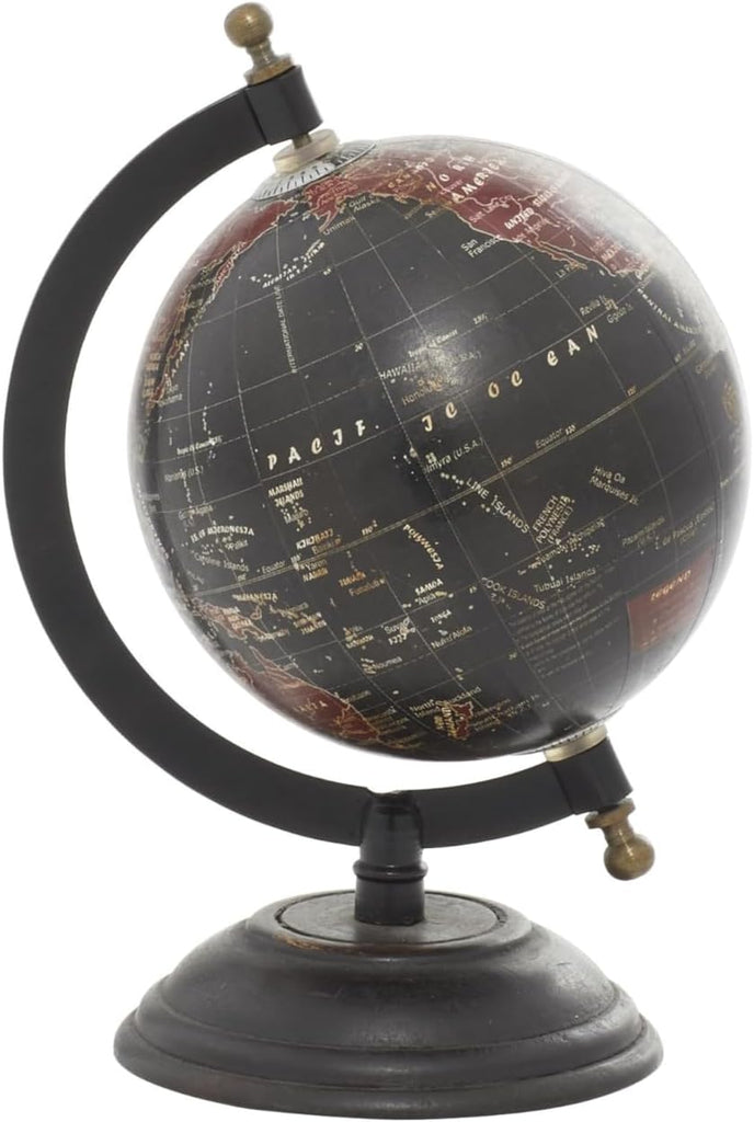 Mango Wood Globe, 6" x 5" x 9", Black