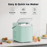 Countertop Ice Maker with Scoop, Basket and Handle, Portable Ice Machine 9 Ice Cubes Ready in 6 Mins, 26.5lbs