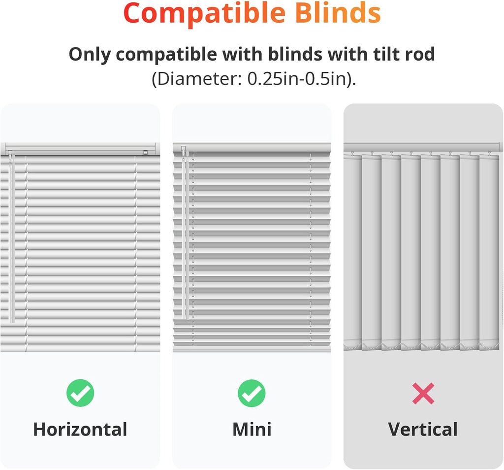 Blind Tilt Motorized Blinds - Smart Electric Blinds, Automatic Blind Opener and Closer, Solar Powered, Light Sensing