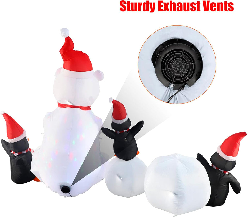 Inflatable Christmas Decorations, 10FT Snowman Polar Bear Snowball Blow Up Christmas Decorations Outdoor with