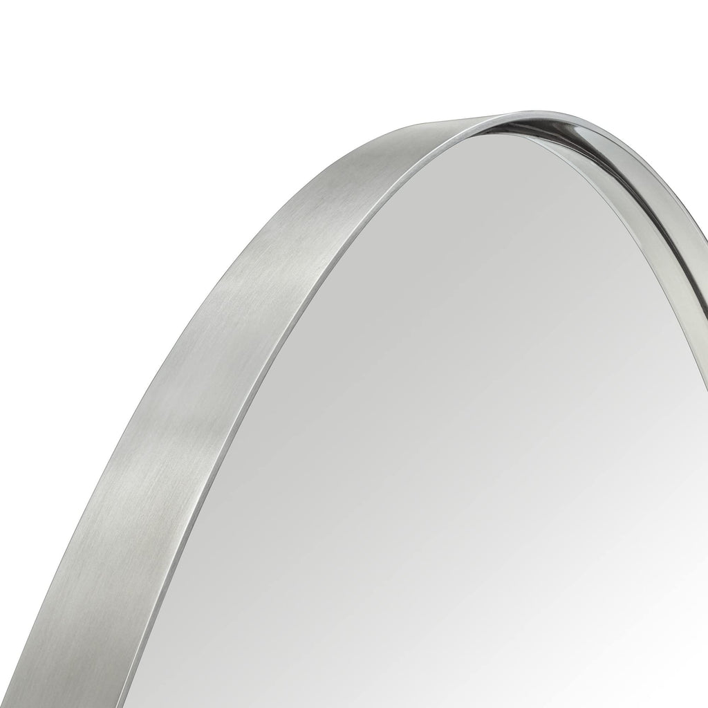 Brushed Nickel Oval Recessed Bathroom Medicine Cabinet with Mirror Stainless Steel Metal Framed Oblong Pill Shaped