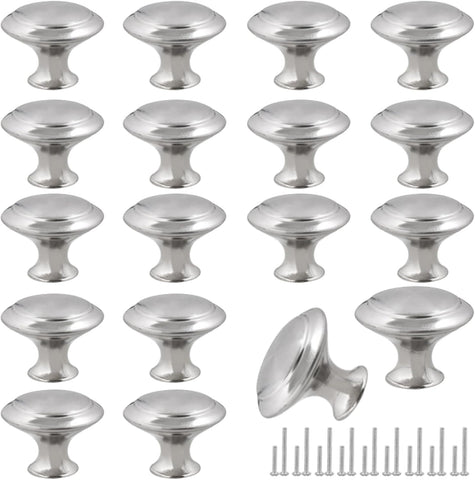 30mm Silver Cabinet Knobs - 18 Pieces Drawer Pulls for Dressers, Kitchen, Cabinets With Screw