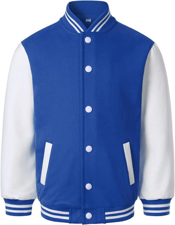 Kids Varsity Jackets Girls Boys Letterman Baseball Jacket Lightweight Bomber Coat School Outwear with Pocket